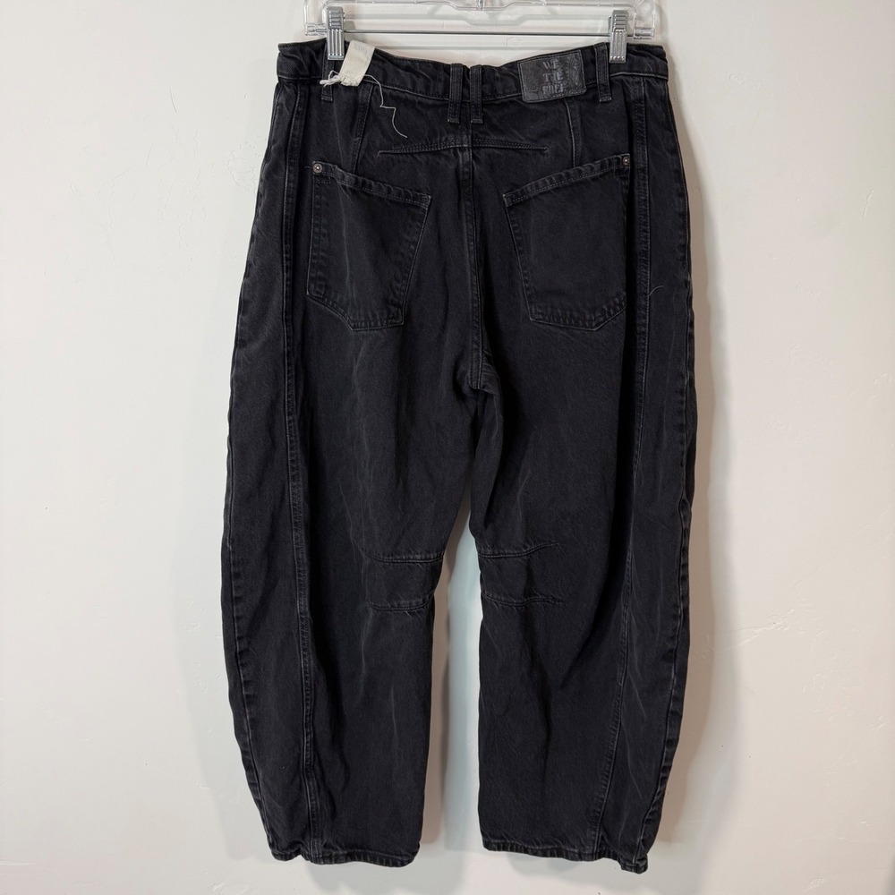 Free People We The Free Lucky You Barrel Jeans 29 Black Mid Rise Button Fly - Picture 7 of 9